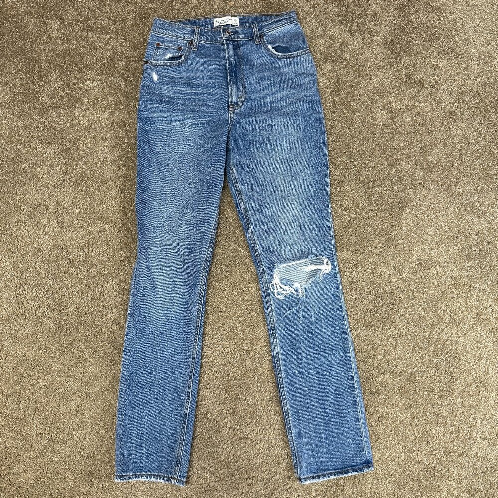 Abercrombie & Fitch The '90s Slim Straight Jeans Women 6/28 Blue Ultra High Rise